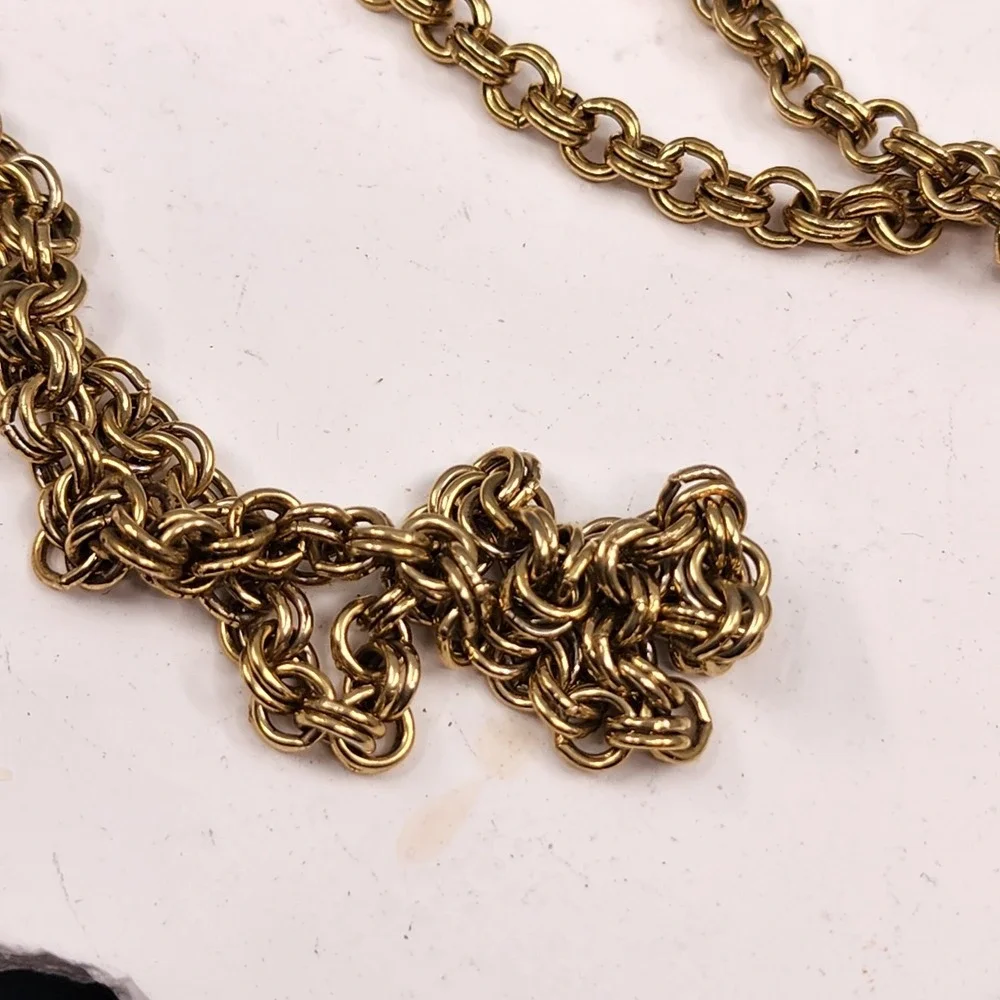Gold Tone Double Rolo Link Chain Necklace Long Layering Statement Chunky Retro